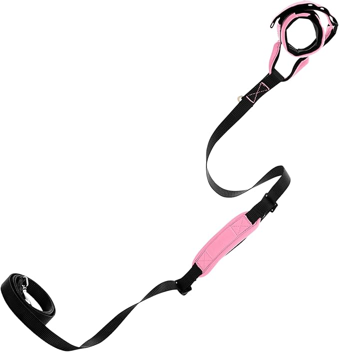 Gooby Wristband Surfer Leash with Traffic Handle - Flamingo Pink, 6 FT - Comfortable Handsfree Leash with Adjustable Dual Handle and Additional Hook
