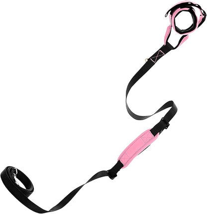 Gooby Wristband Surfer Leash with Traffic Handle - Flamingo Pink, 6 FT - Comfortable Handsfree Leash with Adjustable Dual Handle and Additional Hook