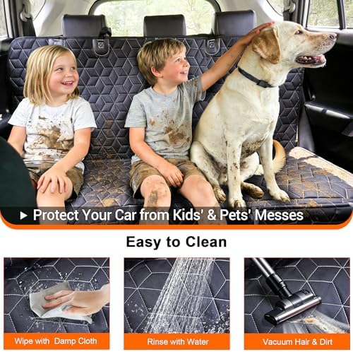 Meginc Dog Car Seat Cover for Back Seat, Waterproof Non-Slip Bench Protector for Dogs & Kids, Durable 600D Scratch Proof Seat Cover for Hair, Scratches, Travel and Daily Use in Full Size SUVs - Image 6