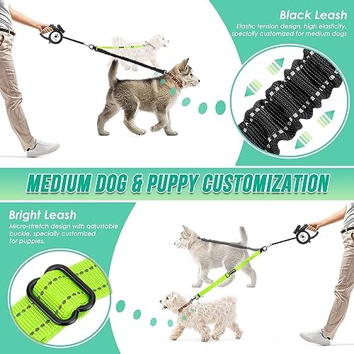AUTOWT Two Dog Lead, 2 in 1 Upgraded Double Dog Leash Attachment Combine Adjustable Strap and Shock Absorbing Bungee No Tangle Dual Training Splitter for Different Size Dogs - Image 3