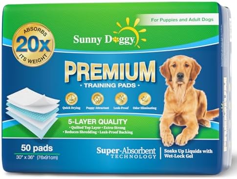 Pee Pads for Dogs Large 30”x 36”, 50 Count Puppy Pads Pet Training Pads Disposable Upgraded Odor Control, Potty Pads Absorbent by SunnyDoggy