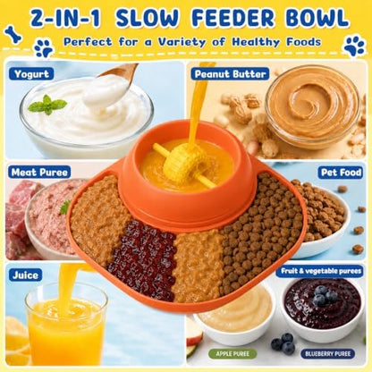 Slow Feeder Dog Bowls, Lick Mat & Interactive Rolling Ball, Dishwasher Safe - Image 5