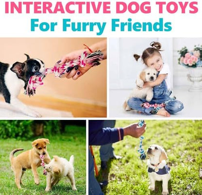 Dog Rope Toys Chew Rope Toy for Medium and Small Dogs Cat Puppy Teeth Cleaning Natural Cotton Dog Pull Rope for Interactive Tug of War Funny (Small 3 Knots (2Pack)) - Image 4