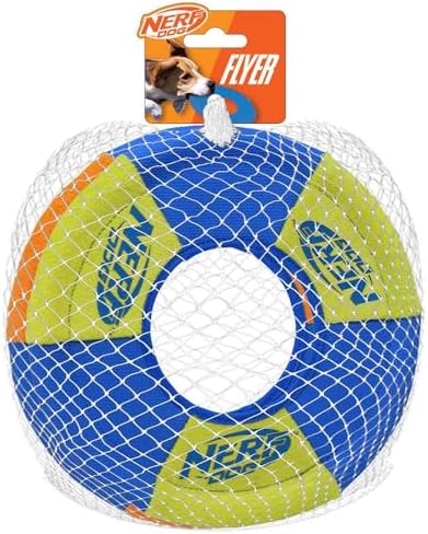 Nerf Dog Trackshot Toss and Tug Ring Outdoor Dog Toy 2 Pack, 9 Inch Dog Tug and Fetch Toy, for Medium and Large Breeds, Blue/Orange/Green by GramercyProductsInc