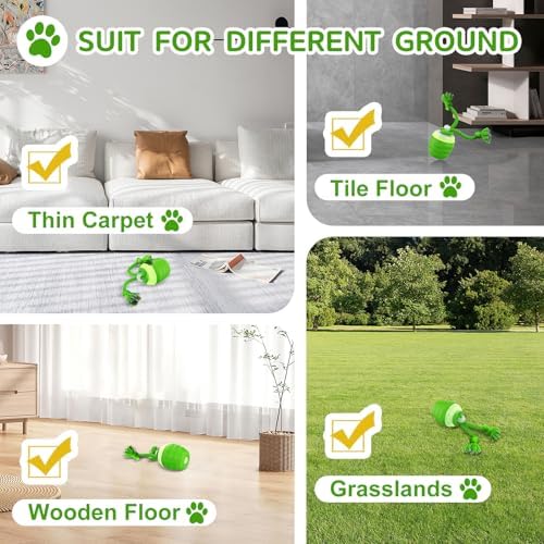 Interactive Dog Toy, [Newly Upgraded] Motion Activated Rolling Squeaky Ball for Medium/Large Dogs, Automatic Moving Dogs Ball for Boredom, USB Rechargeable(Green) - Image 6