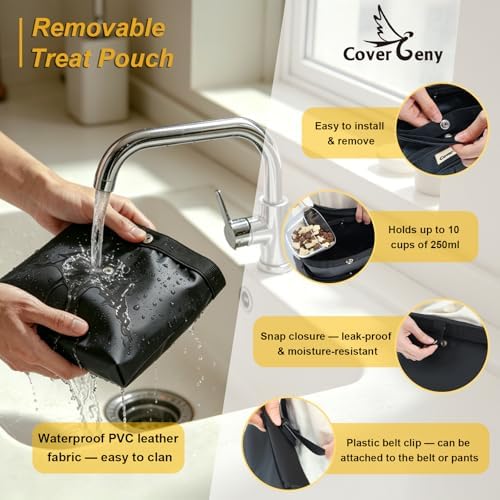 Dog Treat Pouch Open Top for Quick & Spill-Proof Access, Removable Pouch|Poop Bag Dispenser|3 Ways to Wear, Dog Treat Bag - Collapsible Bowl, Training Clicker & Poop Bag for Training & Walking. (Grey) - Image 3