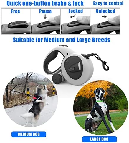 4-in-1 Retractable Dog Leash with LED Light & Dispenser & Poop Bags - Image 6