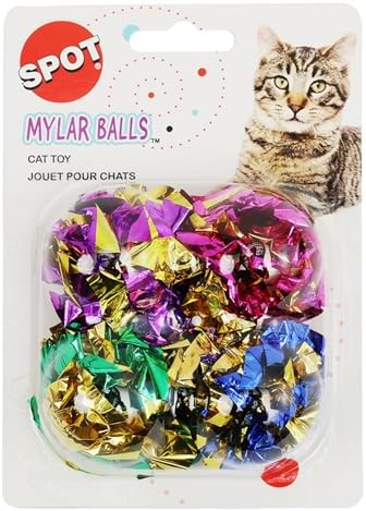 SPOT Ethical 1-1/2-Inch Mylar All Breed Sizes Balls Cat Toys, 4-Pack for All Breed Sizes by SPOT