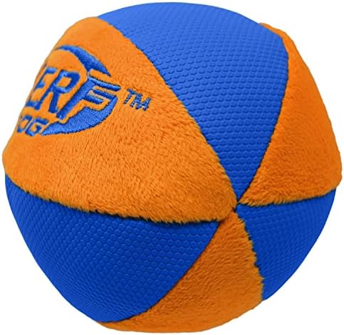 Nerf Dog Trackshot Ball Dog Toy with Interactive Squeaker and Crunch, Lightweight, Durable and Water Resistant, 4.5 Inches, For Medium/Large Breeds, Single Unit, Blue/Orange - Image 3