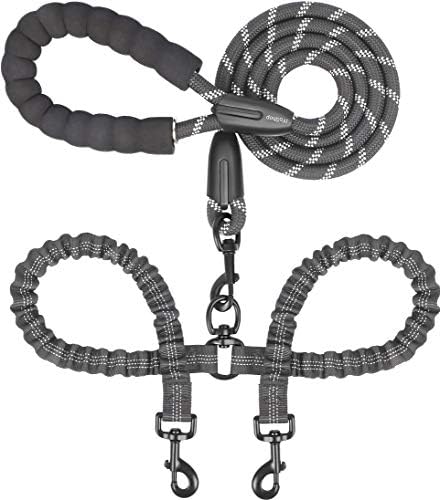 iYoShop Double Dog Leash, 360° Swivel, No Tangle, Large, 25-150 lbs, Black by iYoShop