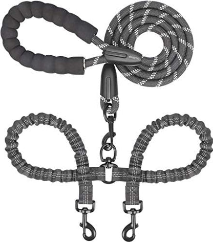 iYoShop Double Dog Leash, 360° Swivel, No Tangle, Large, 25-150 lbs, Black by iYoShop