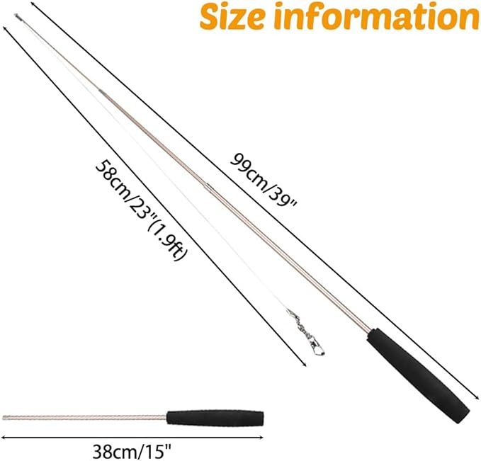 MiOYOOW Cat Toys Wand, Retractable Cat Rod 3-Section Interactive Cat Toys with EVA Non-Slip Handle for Indoor Cats Kittens(Not Include Replacement)