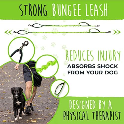 Mighty Paw Hands Free Dog Leash | Bungee Waist Leash for Dog Walking. Pet Running Hands Free Tether for Large, Medium & Small Breeds. Pet Waist Belt (36" - 48") Up to 150 lbs - Green - Image 2