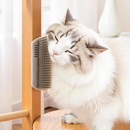 Extended 6.1 Inch Cat Self Groomer 2 Pack Corner Wall Brushes with Catnip, Adhesive & Screws, Cat Face Massager Comb for Indoor Cats, Wall Mounted Grooming Station, Durable & Easy to Clean