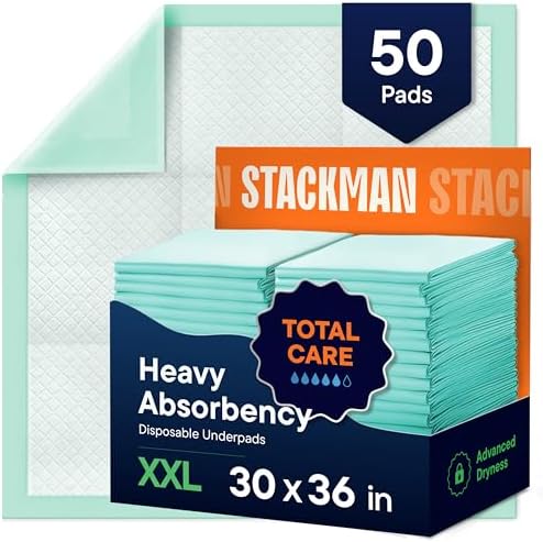 Chucks Pads Disposable - 30x36 Underpads [50-Pack] Incontinence Chux Pads by StackMan