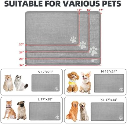 PUPTECK Dog Food Mat, Absorbent Pet Cat Feeding Mat for Food and Water Bowls, Anti-Slip Dog Placemat for Floors Waterproof, Pet Supplies Accessories, Grey Paw XL - Image 2