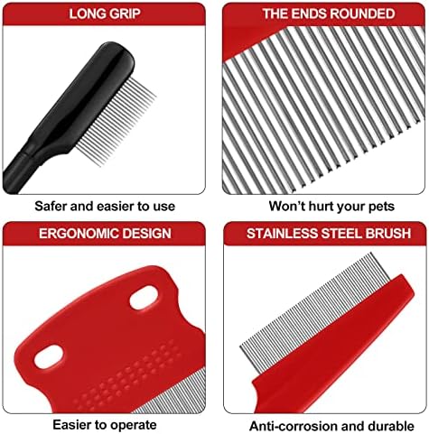 Boao 5 Pcs Dog Eye Comb Tear Stain Remover Grooming, Red, Black - Image 3