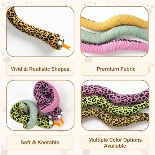 Andiker 3 PCS Snake Cat Toys, Colorful Cat Chew Toy with Natural Catnip Interactive Cat Toy for Indoor Cats to Boredom Relief and Clean Teeth - Image 3