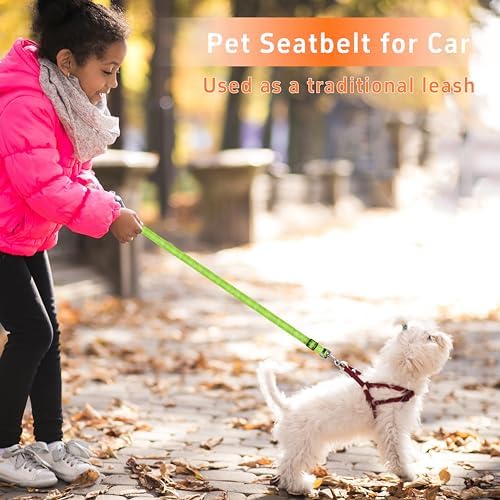 Seyezo Dog Car Seat Belt for Car, 2 Piece Set Retractable Dog Car Harness Adjustable Reflective Dog Seatbelt for Vehicle Headrests, Dog Safety Restraint Seatbelt Heavy Duty& High Elastics, Green - Image 5