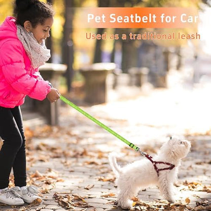 Seyezo Dog Car Seat Belt for Car, 2 Piece Set Retractable Dog Car Harness Adjustable Reflective Dog Seatbelt for Vehicle Headrests, Dog Safety Restraint Seatbelt Heavy Duty& High Elastics, Green - Image 5