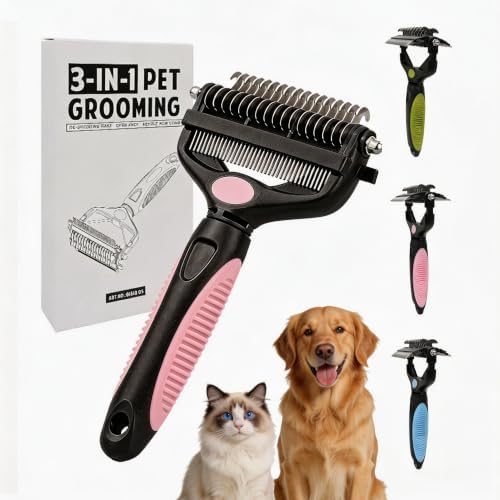 3-in-1 Pet Grooming Tool Dematting Comb Undercoat Rake Deshedding Brush by Orgrimmar