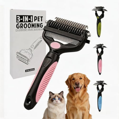 3-in-1 Pet Grooming Tool Dematting Comb Undercoat Rake Deshedding Brush by Orgrimmar