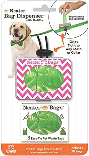 Neater Pet Brands Neater Bags Dog Waste Bag, No Rolls - Dog Poop Bags Dispense One at a Time, Doggie Poop Bag with Easy-Tie Handles, Dispenser Attaches to Any Leash (210 Count, Pink Chevron) - Image 6