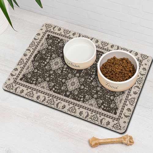 Dog Food Mat for Floors Waterproof Quick Dry Pet Placemat Cat Feeding Bowls Mats for Food and Water, Eco-Friendly Dog Accessories Diatomite Pets Supplies 16" X 24" by Unknown
