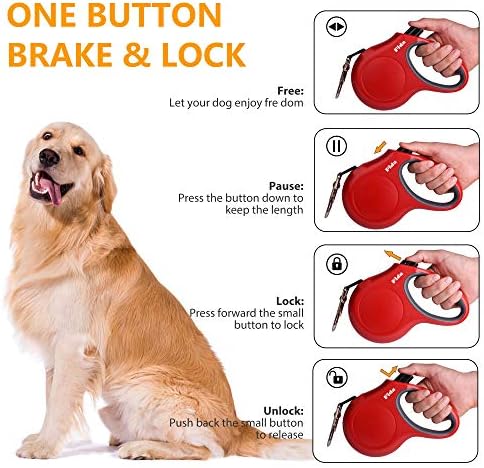 Fida Retractable Dog Leash with Dispenser and Poop Bags, 16 ft, Red - Image 4