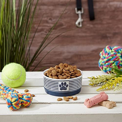 Bone Dry Paw & Patch Ceramic Pet Collection, Small Bowl, 4.25x2", Nautical Blue - Image 5