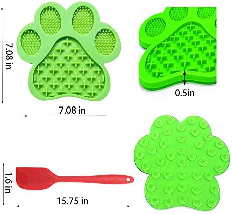 Dog Licking Mat for Anxiet Peanut Butter Slow Feeder Bowls Licking Pad with Strong Suction to Wall for Pet Bathing,Grooming,and Training (Green) - Image 2