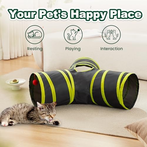 Love's cabin Cat Tunnel for Indoor Cats, 3-Way Collapsible Play Tunnel - Image 3