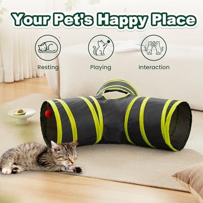 Love's cabin Cat Tunnel for Indoor Cats, 3-Way Collapsible Play Tunnel - Image 3