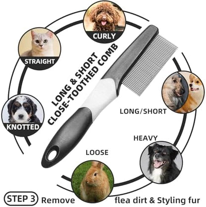 Dog Brush for Shedding, 7 PCS Dog Grooming Brush Kit, Undercoat Rake, Slicker Brush, Deshedding Comb, Bath Brush, Nail Clipper for Long & Short Haired Dogs & Cats, Black - Image 4