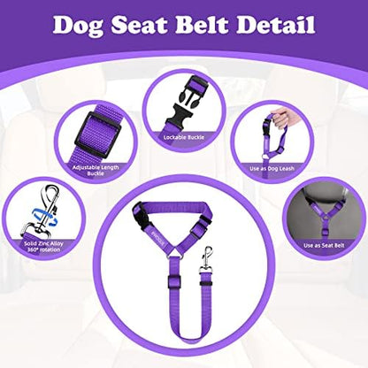 BWOGUE 2 Pack Dog Seat Belt for Car, Headrest Restraint Strap, Purple - Image 3