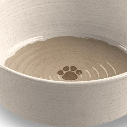 Abode Homewares Farmhouse Rustic Paw 4 Cup Durable Merge Pet Bowls for Medium Dogs, Non-Skid, Shatter-Resistant, Dishwasher-Safe Food and Water Bowl Set - Brown - Set of 2