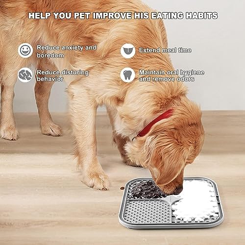 Lesipee Licking Mat for Dogs & Cats 2 Pack, Slow Feeder Lick Pat, Dishwasher Safe, Anxiety Relief Dog Toys Feeding Mat for Butter Yogurt Peanut, Pets Supplies Bathing Grooming Training Calming Mat - Image 6