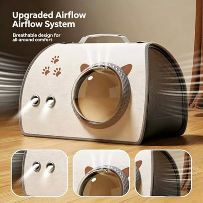 Portable cat Backpack, Handheld and Shoulder Strap pet Travel case, Made of Fully Breathable mesh Fabric, Suitable for Outdoor Travel of Cats and Dogs (White, 19.7X 10.2 x 10.2 inches (LxWxH)) - Image 2