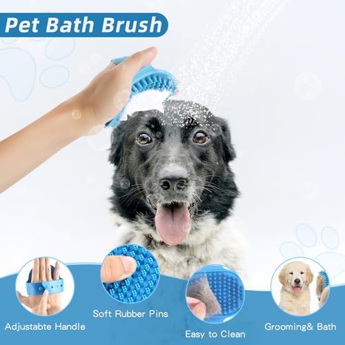 Dog Brush Dog Grooming Kit 6PCS Dog Brush for Shedding-Dog Brushes for Grooming, Dematting Comb for Dogs, Cat Nail Clipper with Nail File, Flea Comb, Bath Brush(Blue) - Image 6