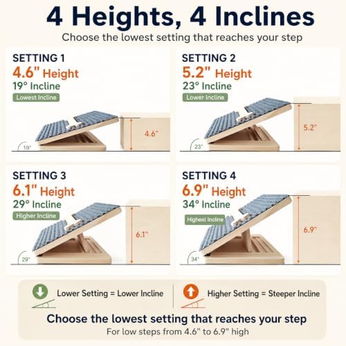 4-Height Adjustable Dog Ramp for Stairs - Foldable Wood Pet Ramp - Image 6
