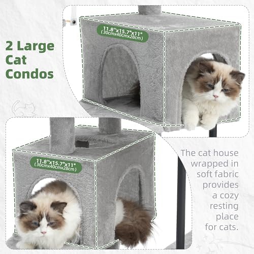 Gitelsnour Cat Tree, Cat Tower with Sturdy Steel Tube, Large Perch GCT024W - Image 2