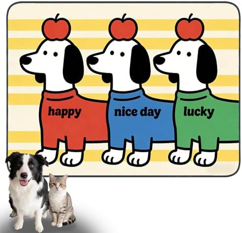 Nuxovilar Cheerful Pup Pet Food Mat Polyester 23.62x17.71 Inches by Nuxovilar