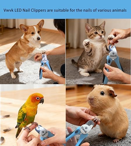 Dog Nail Clippers with Light, Professional Toenail Clippers for Thick Toenails, LED Illuminated Pet Nail Trimmer to See Bloodline, Safety Guard & Blade Lock, for Dogs & Cats - Image 4