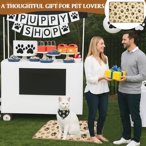 2 Pcs Cat Scratcher Mat Natural Sisal Rug with Cute Paw Print Cat Scratch Scratching Pad Protector for Indoor Floor Wall Couch Furniture with Self-Adhesive Tape 24 x 16 Inch - Image 6