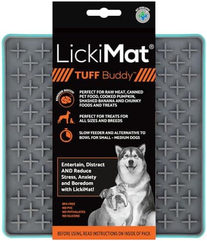 LickiMat Tuff Buddy Slow Feeder Lick Mat for Dogs, Turquoise, Boredom Aid by LICKIMAT