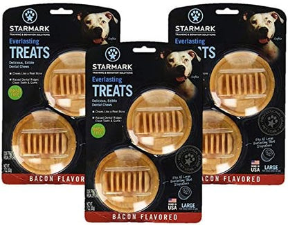 StarMark (3 Pack Star Mark Everlasting Bacon Dog Dental Chews, Large by Starmark