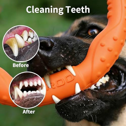 LaRoo Dog Chew Ring Toy for Small Dogs, Durable EVA Floating Puppy Teething Chew Toy, Interactive Tug of War Fetch Toy for Dental Cleaning & Outdoor Play (Orange) - Image 3
