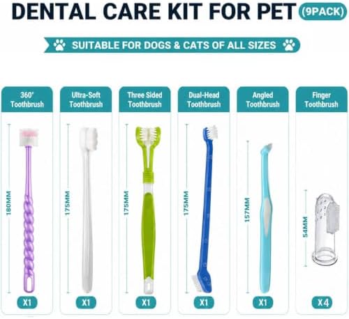 Dog Toothbrush, 360 Degree Finger Toothbrushes, Triple Head Toothbrushes, Double Head Toothbrush,Cleaning Brushes for Dog Cat Oral Dental Health (9 Pack) - Image 5