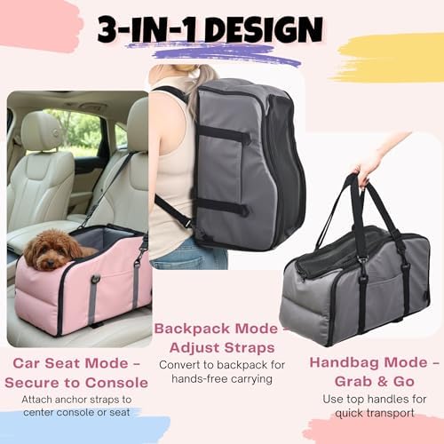 Center Console Dog Car Seat for Small Dogs Under 13LBS Grey - Image 3