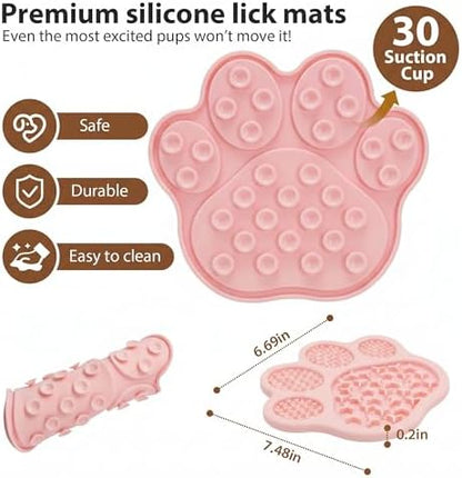 Lick Mat for Dogs & Cats, Slow Feeder Pad with Suction Cups Pink - Image 4